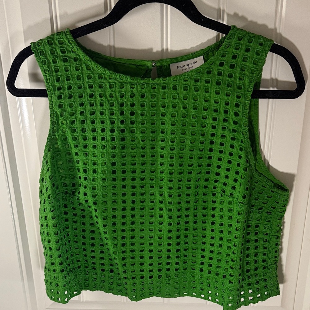 Kate Spade Vibrant Green Eyelet Crop Top